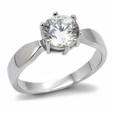 TK071 - Stainless Steel Ring High polished (no plating) Women AAA Grade CZ Clear