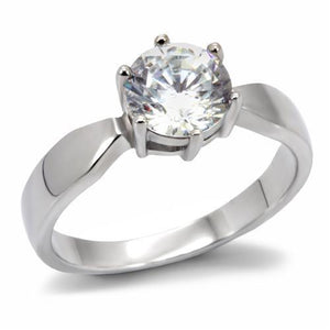 TK071 - Stainless Steel Ring High polished (no plating) Women AAA Grade CZ Clear