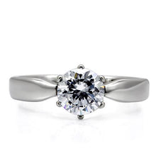 TK071 - Stainless Steel Ring High polished (no plating) Women AAA Grade CZ Clear