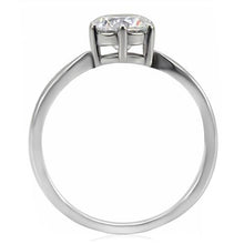 TK071 - Stainless Steel Ring High polished (no plating) Women AAA Grade CZ Clear