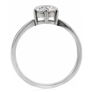 TK071 - Stainless Steel Ring High polished (no plating) Women AAA Grade CZ Clear