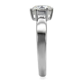 TK071 - Stainless Steel Ring High polished (no plating) Women AAA Grade CZ Clear