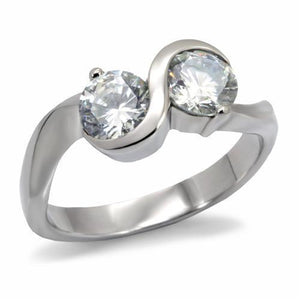 TK072 - Stainless Steel Ring High polished (no plating) Women AAA Grade CZ Clear