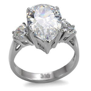 TK076 - Stainless Steel Ring High polished (no plating) Women AAA Grade CZ Clear