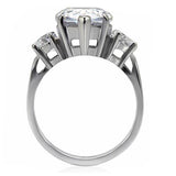 TK076 - Stainless Steel Ring High polished (no plating) Women AAA Grade CZ Clear