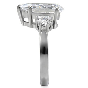 TK076 - Stainless Steel Ring High polished (no plating) Women AAA Grade CZ Clear