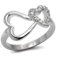 TK077 - Stainless Steel Ring High polished (no plating) Women AAA Grade CZ Clear