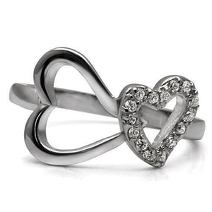 TK077 - Stainless Steel Ring High polished (no plating) Women AAA Grade CZ Clear