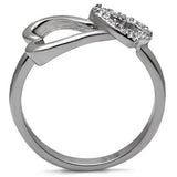 TK077 - Stainless Steel Ring High polished (no plating) Women AAA Grade CZ Clear