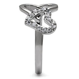 TK077 - Stainless Steel Ring High polished (no plating) Women AAA Grade CZ Clear