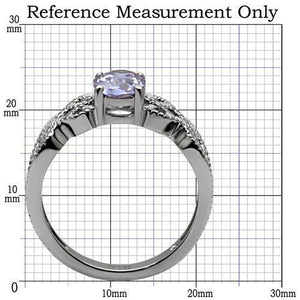 TK079 - Stainless Steel Ring High polished (no plating) Women AAA Grade CZ Light Amethyst