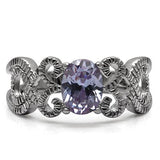 TK079 - Stainless Steel Ring High polished (no plating) Women AAA Grade CZ Light Amethyst