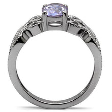 TK079 - Stainless Steel Ring High polished (no plating) Women AAA Grade CZ Light Amethyst