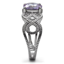 TK079 - Stainless Steel Ring High polished (no plating) Women AAA Grade CZ Light Amethyst