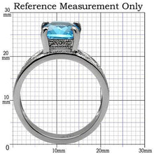 TK081 - Stainless Steel Ring High polished (no plating) Women Synthetic Sea Blue