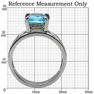 TK081 - Stainless Steel Ring High polished (no plating) Women Synthetic Sea Blue