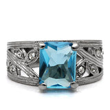 TK081 - Stainless Steel Ring High polished (no plating) Women Synthetic Sea Blue