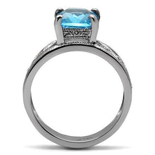 TK081 - Stainless Steel Ring High polished (no plating) Women Synthetic Sea Blue