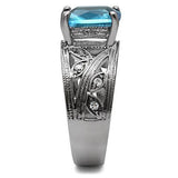 TK081 - Stainless Steel Ring High polished (no plating) Women Synthetic Sea Blue