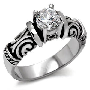 TK082 - Stainless Steel Ring High polished (no plating) Women AAA Grade CZ Clear