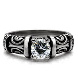 TK082 - Stainless Steel Ring High polished (no plating) Women AAA Grade CZ Clear