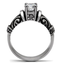 TK082 - Stainless Steel Ring High polished (no plating) Women AAA Grade CZ Clear