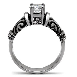 TK082 - Stainless Steel Ring High polished (no plating) Women AAA Grade CZ Clear