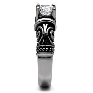 TK082 - Stainless Steel Ring High polished (no plating) Women AAA Grade CZ Clear