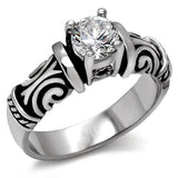 TK082 - Stainless Steel Ring High polished (no plating) Women AAA Grade CZ Clear
