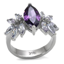 TK085 - Stainless Steel Ring High polished (no plating) Women AAA Grade CZ Amethyst