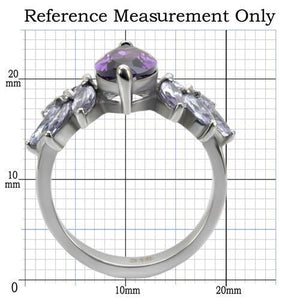 TK085 - Stainless Steel Ring High polished (no plating) Women AAA Grade CZ Amethyst