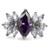 TK085 - Stainless Steel Ring High polished (no plating) Women AAA Grade CZ Amethyst