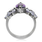 TK085 - Stainless Steel Ring High polished (no plating) Women AAA Grade CZ Amethyst