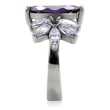 TK085 - Stainless Steel Ring High polished (no plating) Women AAA Grade CZ Amethyst