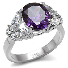 TK086 - Stainless Steel Ring High polished (no plating) Women AAA Grade CZ Amethyst