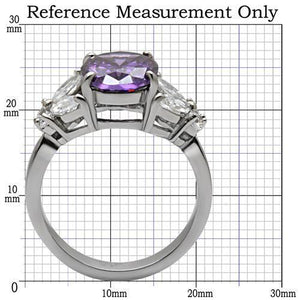 TK086 - Stainless Steel Ring High polished (no plating) Women AAA Grade CZ Amethyst