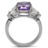 TK086 - Stainless Steel Ring High polished (no plating) Women AAA Grade CZ Amethyst