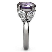 TK086 - Stainless Steel Ring High polished (no plating) Women AAA Grade CZ Amethyst