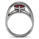 TK089 - Stainless Steel Ring High polished (no plating) Women AAA Grade CZ Ruby