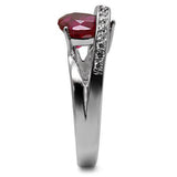 TK089 - Stainless Steel Ring High polished (no plating) Women AAA Grade CZ Ruby