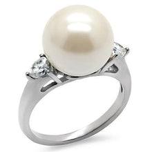 TK090 - Stainless Steel Ring High polished (no plating) Women Synthetic Aurora Borealis (Rainbow Effect)