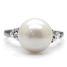 TK090 - Stainless Steel Ring High polished (no plating) Women Synthetic Aurora Borealis (Rainbow Effect)