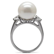 TK090 - Stainless Steel Ring High polished (no plating) Women Synthetic Aurora Borealis (Rainbow Effect)