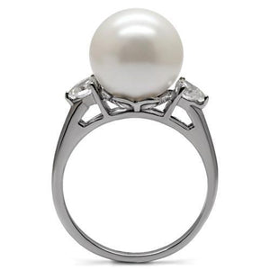 TK090 - Stainless Steel Ring High polished (no plating) Women Synthetic Aurora Borealis (Rainbow Effect)