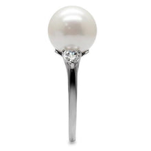TK090 - Stainless Steel Ring High polished (no plating) Women Synthetic Aurora Borealis (Rainbow Effect)