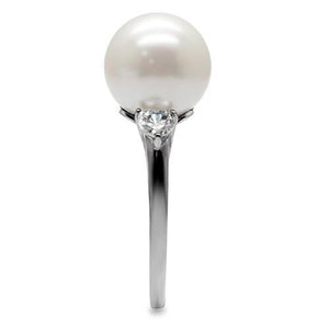 TK090 - Stainless Steel Ring High polished (no plating) Women Synthetic Aurora Borealis (Rainbow Effect)