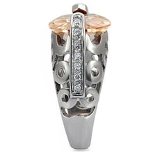 TK092 - High polished (no plating) Stainless Steel Ring with AAA Grade CZ  in Champagne
