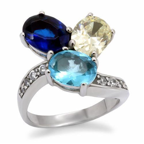 TK094 - Stainless Steel Ring High polished (no plating) Women Synthetic Multi Color