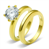 TK097G - Stainless Steel Ring IP Gold(Ion Plating) Women AAA Grade CZ Clear
