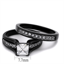 TK0W383J - Stainless Steel Ring Two-Tone IP Black Women AAA Grade CZ Clear